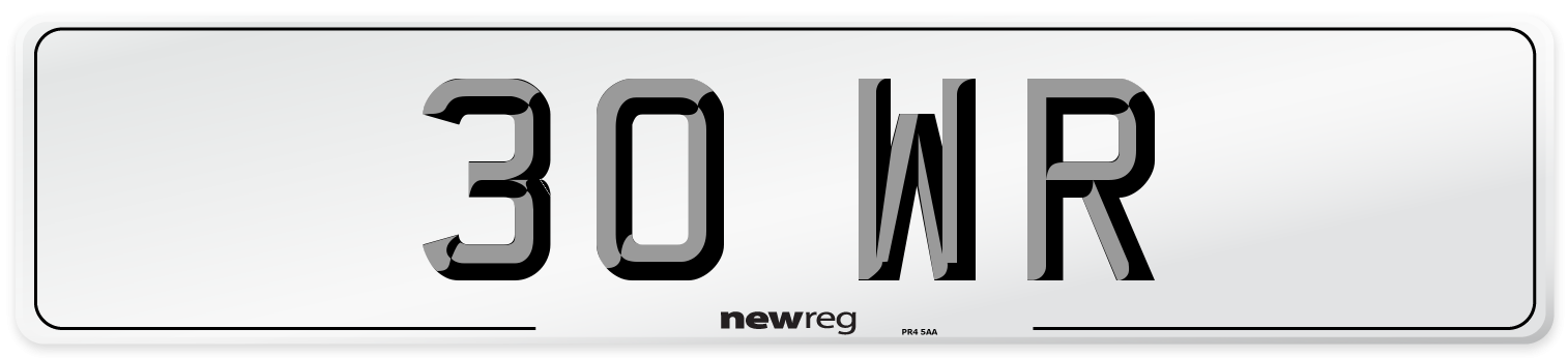 30 WR Number Plate from New Reg